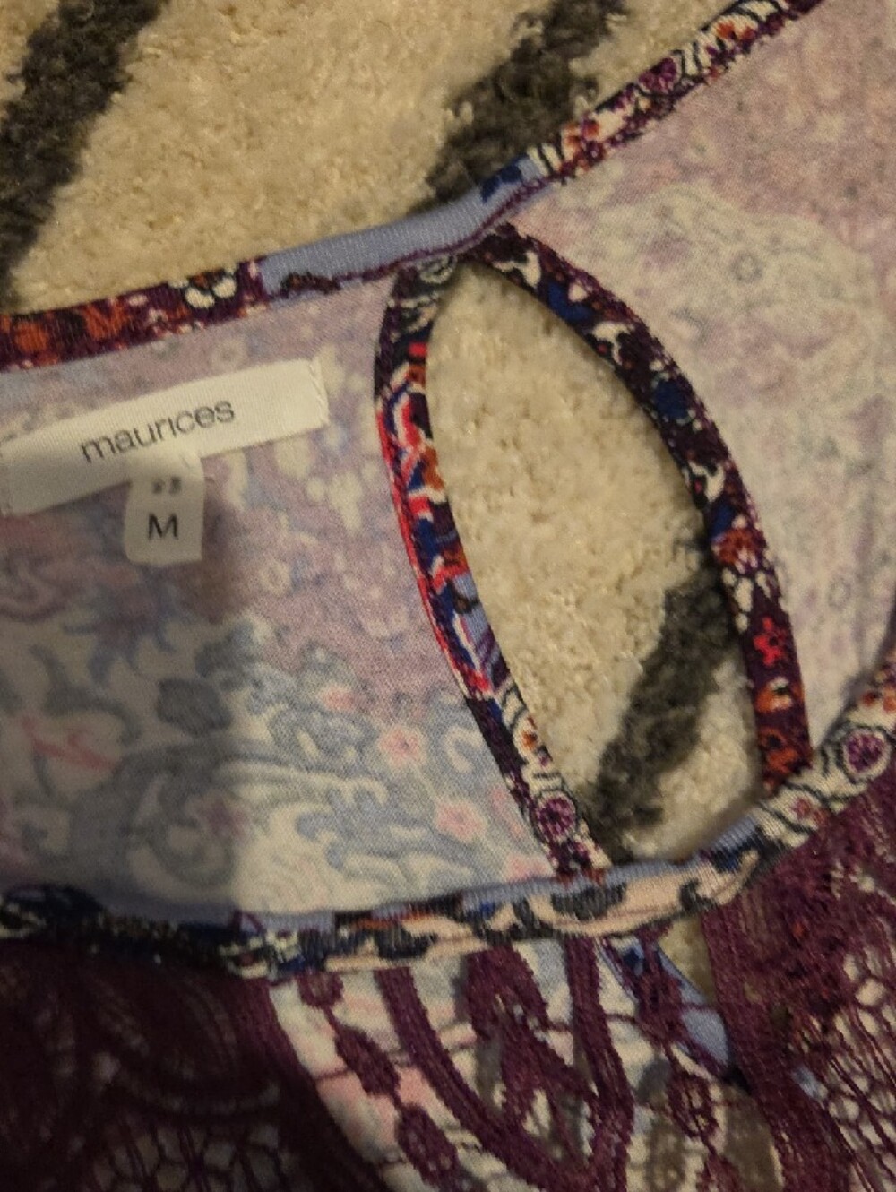 Maurices Navy and White Paisley Sleeveless Top And Maurices Patchwork Top - Picture 8 of 10